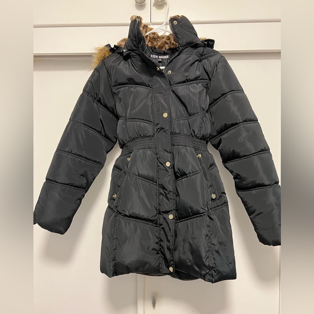 STEVE MADDEN Winter Coat with Leopard Print Hoodie